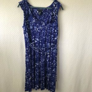 New York & Co Blue/White Sleeveless Dress-XL